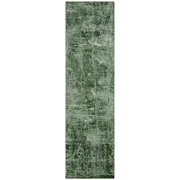 8' Runner Emerald Abstract Washable Non Skid Indoor Outdoor Runner Rug N270-563098