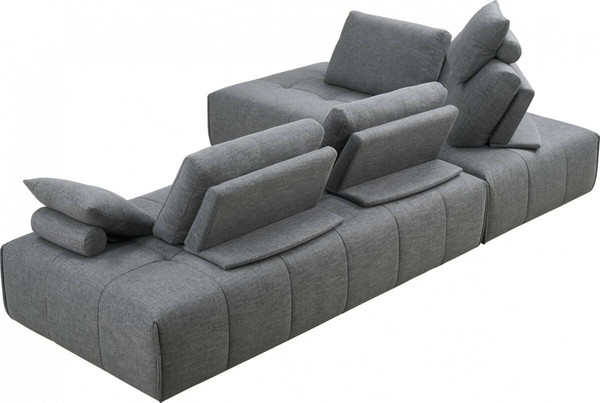 Gray Polyester Modular L Shaped Two Piece Sofa and Chaise Sectional And Toss Pillows N270-473566