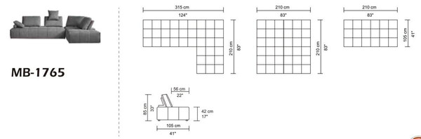 Gray Polyester Modular L Shaped Two Piece Sofa and Chaise Sectional And Toss Pillows N270-473566