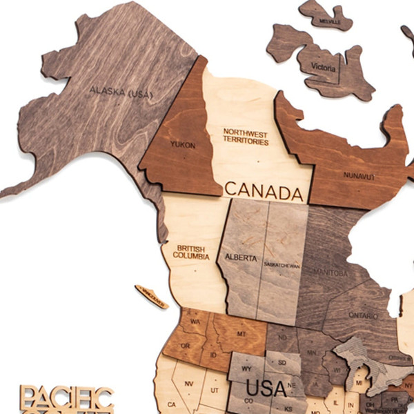 24" X 39" Brown and Beige Wood World Map Hanging Dimensional Sculpture N270-521577