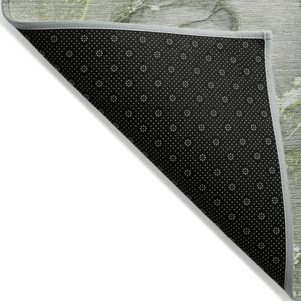 8' Round Green Round Abstract Washable Non Skid Indoor Outdoor Area Rug N270-560362