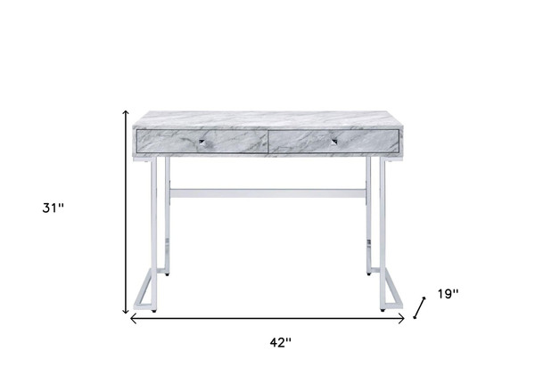 42" White Writing Desk With Two Drawers N270-491419