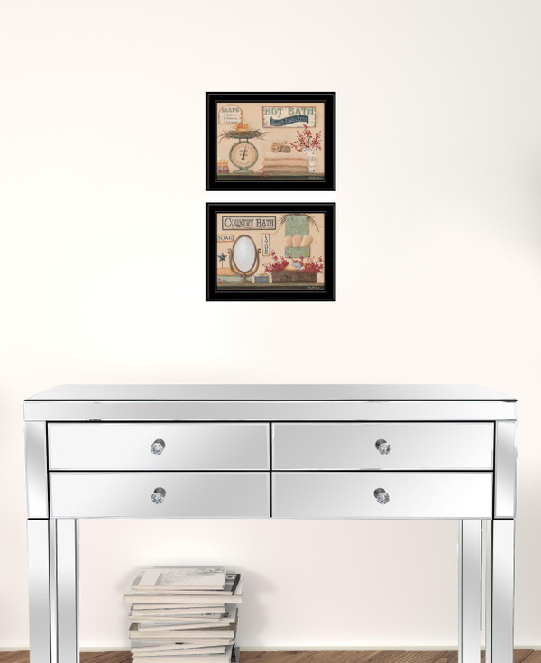 Set Of Two Country Bath III 2 Black Framed Print Bathroom Wall Art N270-407130
