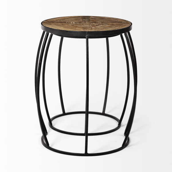 Set of Two 26" Black And Brown Solid Wood Round End Table N270-380680