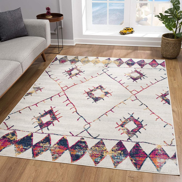 8' X 11' Cream Damask Area Rug N270-393058