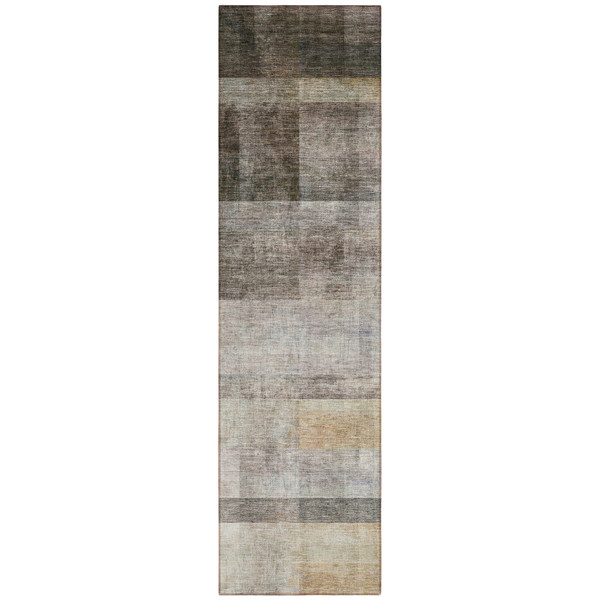 8' Runner Brown Ombre Washable Non Skid Indoor Outdoor Runner Rug N270-563629