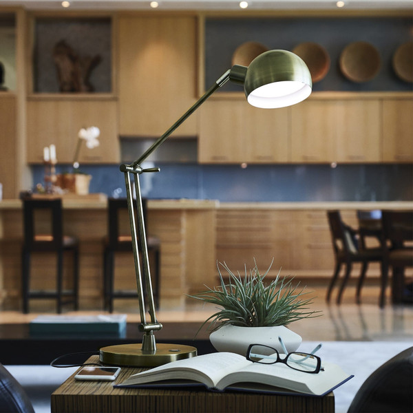 Shiny Satin Brass LED Adjustable Desk Lamp N270-402191