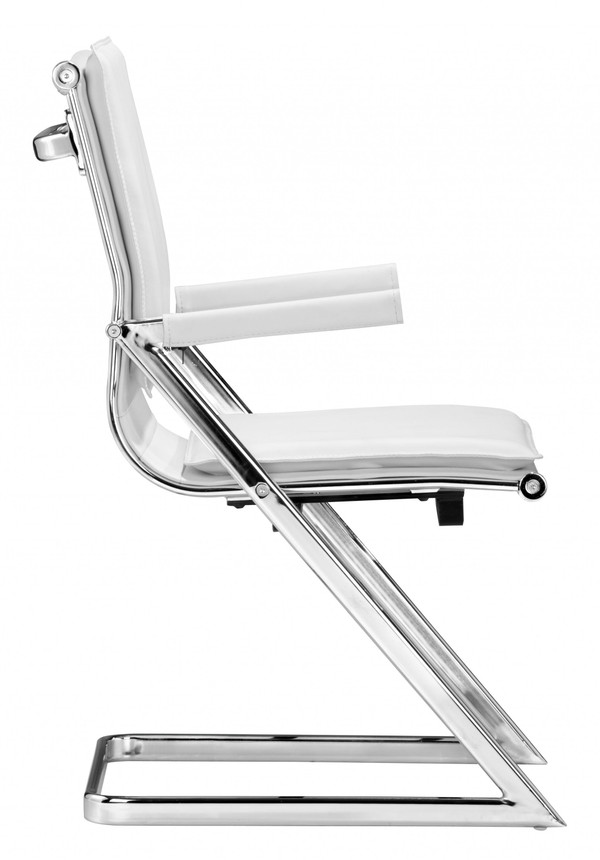 Set of Two White and Silver Faux Leather Conference Office Chair N270-394936