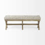 16" Beige and Brown Upholstered Faux Leather Bench N270-376188