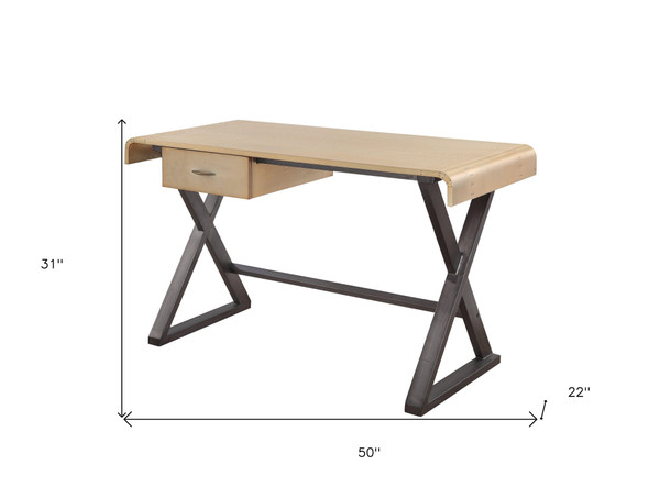 50" Gold and Black Aluminum Writing Desk N270-491400