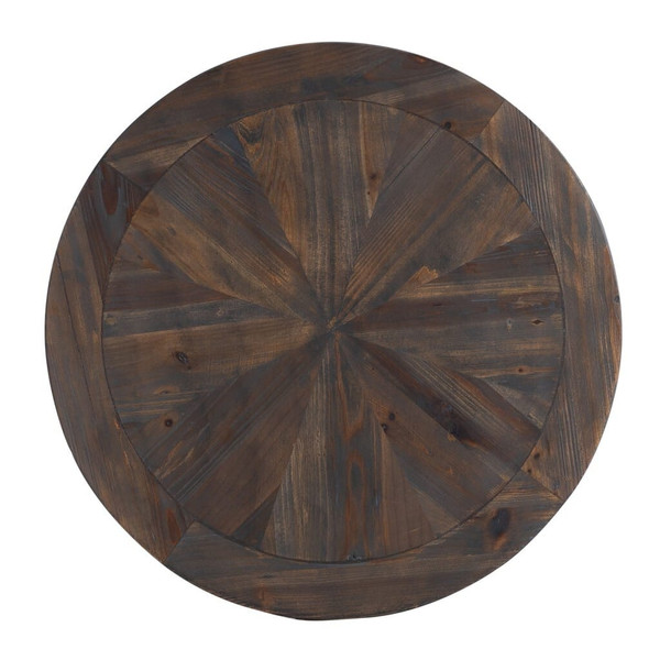 24" Natural Wood Solid Wood And Iron Round End Table N270-402499