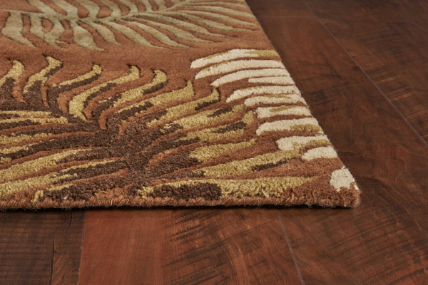 3' X 5' Rust Fern Leaves Wool Area Rug N270-352448