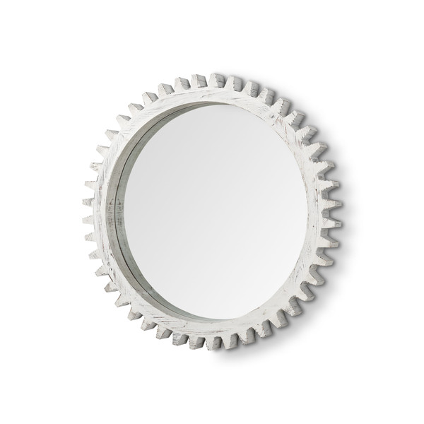 35" White Abstract Framed Accent Mirror N270-376371