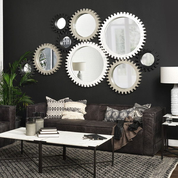 35" White Abstract Framed Accent Mirror N270-376371