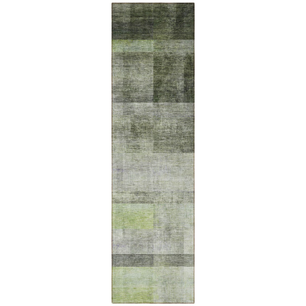 8' Runner Olive Green Ombre Washable Non Skid Indoor Outdoor Runner Rug N270-563656