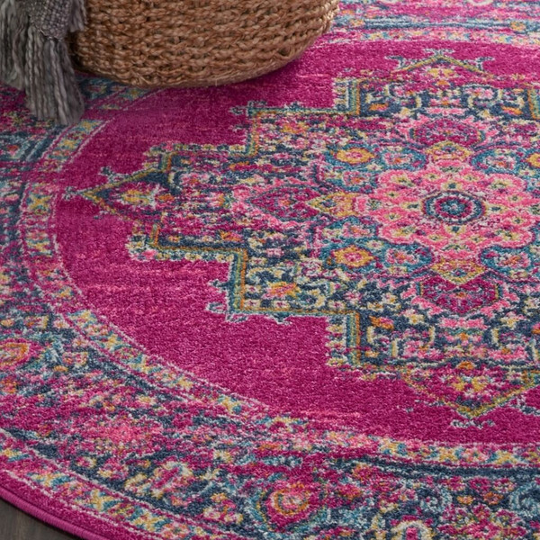 5' Fuchsia Round Power Loom Area Rug N270-385263