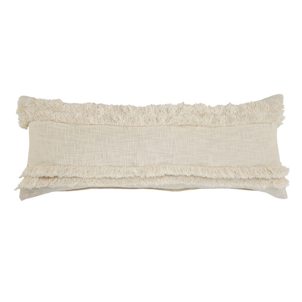 14" X 36" Cream 100% Cotton Zippered Pillow N270-517381