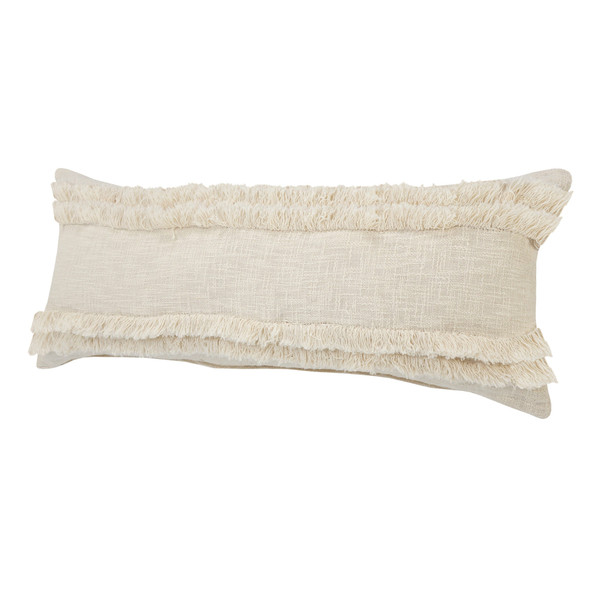 14" X 36" Cream 100% Cotton Zippered Pillow N270-517381