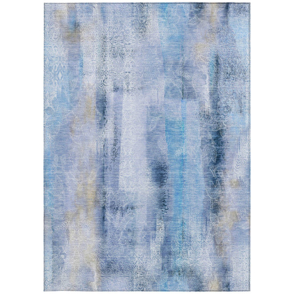 8' X 10' Blue Washable Non Skid Indoor Outdoor Area Rug N270-561648
