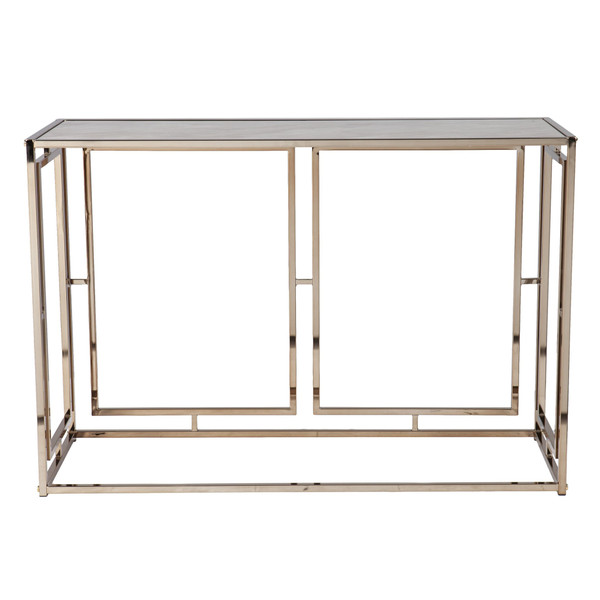 44" Champagne and Gold Faux Marble Frame Console Table N270-402386