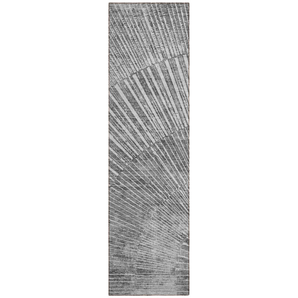 8' Runner Gray and Ivory Abstract Washable Non Skid Indoor Outdoor Runner Rug N270-561967