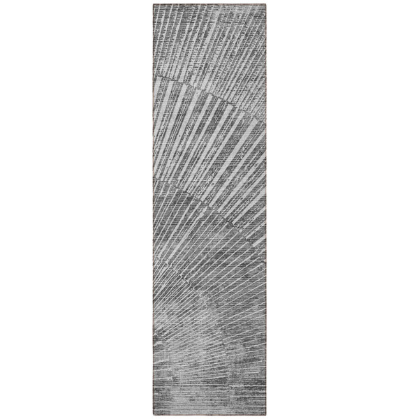 8' Runner Gray and Ivory Abstract Washable Non Skid Indoor Outdoor Runner Rug N270-561967