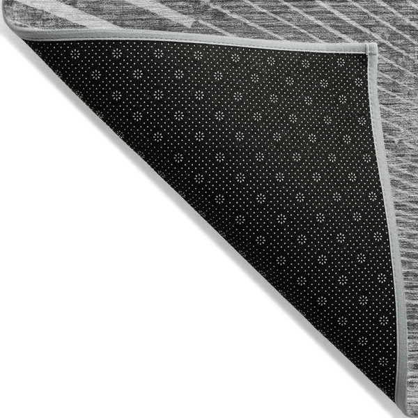 8' Runner Gray and Ivory Abstract Washable Non Skid Indoor Outdoor Runner Rug N270-561967