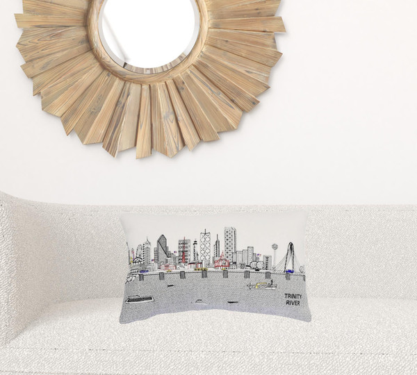 25" White Dallas Daylight Skyline Lumbar Decorative Pillow N270-482487