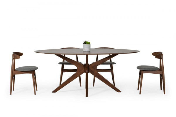 75" Brown Oval Solid Manufactured Wood Pedestal Base Dining Table N270-486013