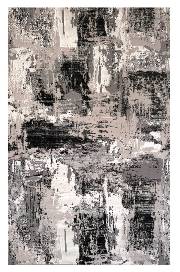 5' X 8' Black Gray and Beige Abstract Area Rug N270-570080
