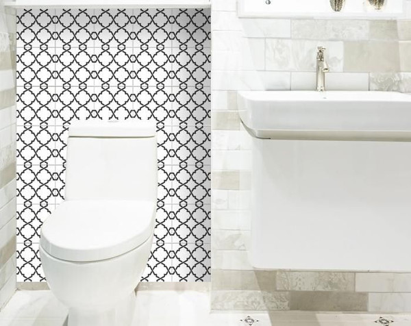 7" X 7" Black and White Prism Peel and Stick Removable Tiles N270-399913