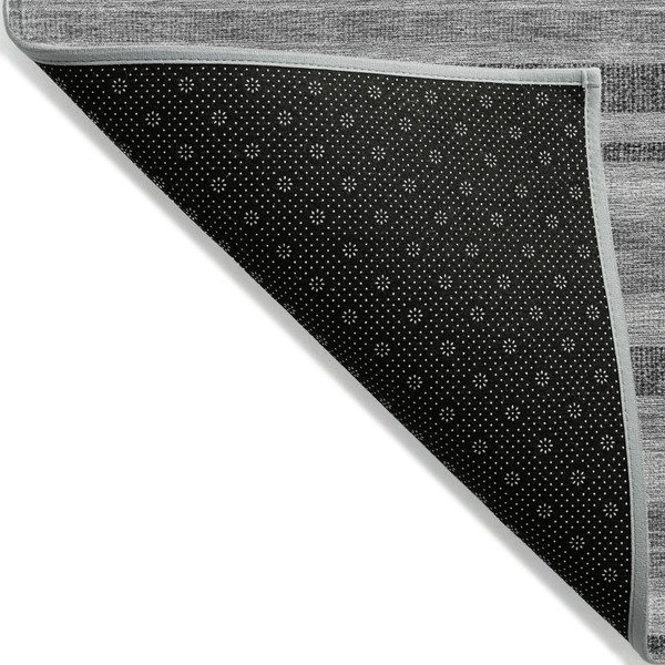 5' X 8' Gray and Black Striped Washable Non Skid Indoor Outdoor Area Rug N270-561162