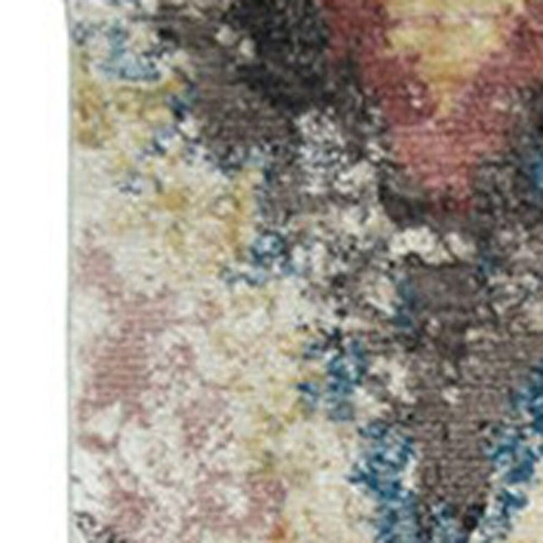5' X 8' Blue Geometric Distressed Area Rug With Fringe N270-555378
