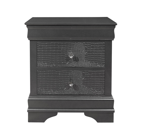 24" Gray Shagreen Two Drawer Solid Wood Nightstand N270-478604