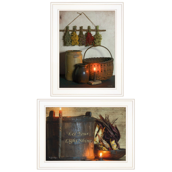 Set Of Two Let Your Light Shine 1 White Framed Print Wall Art N270-407103