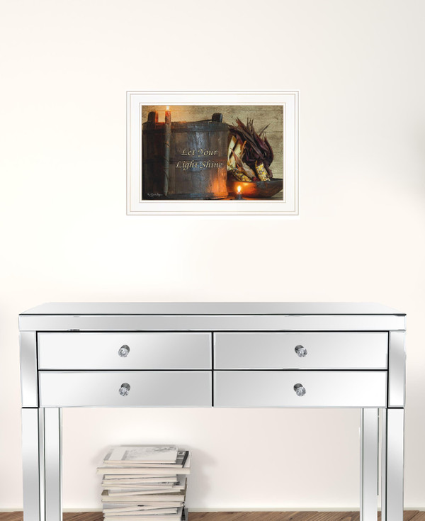 Set Of Two Let Your Light Shine 1 White Framed Print Wall Art N270-407103