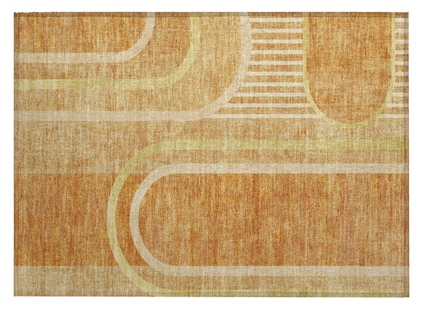 2' X 3' Terra Cotta Abstract Washable Indoor Outdoor Area Rug N270-561365