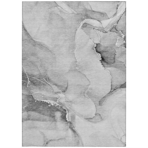9' X 12' Gray and Ivory Abstract Washable Non Skid Indoor Outdoor Area Rug N270-560463