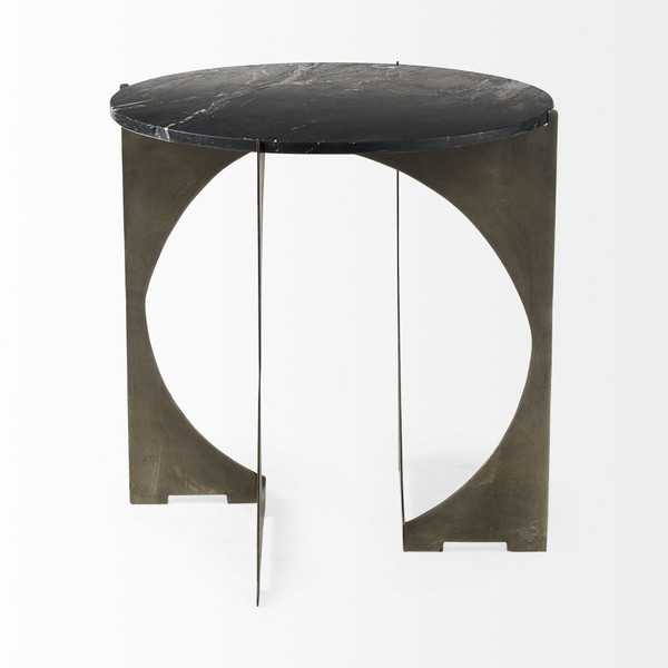 20" Black Marble Round End Table N270-393197