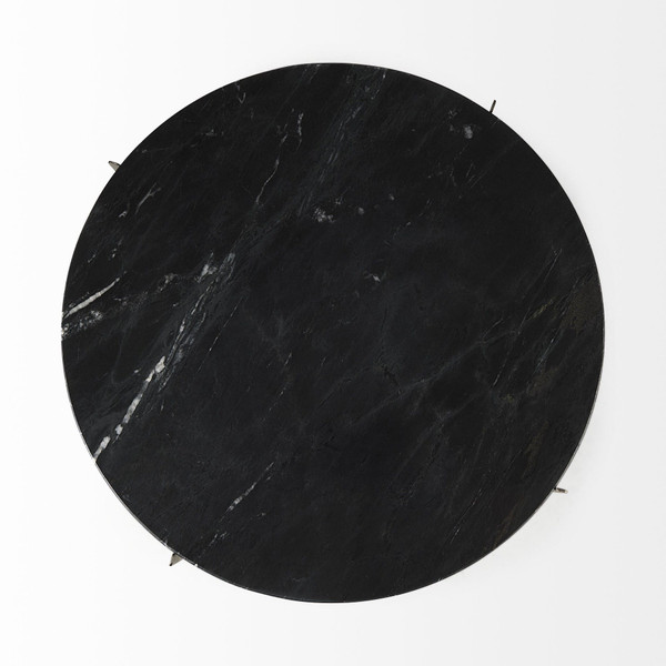 20" Black Marble Round End Table N270-393197