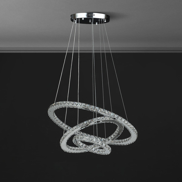 Silver Metal and Crystals LED Dimmable Chandelier N270-482686