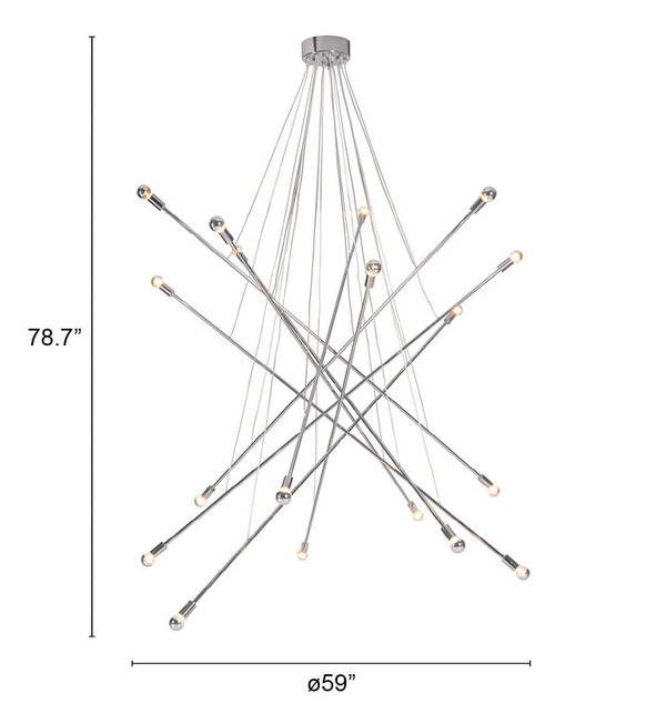 Silver Multi Light Metal Dimmable Chandelier N270-391886