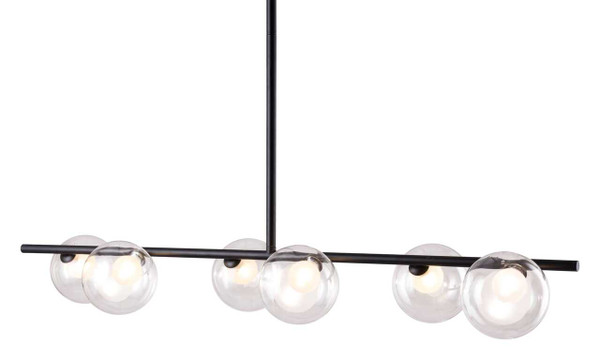 Black Kitchen Island Six Light Metal Ceiling Light N270-391907