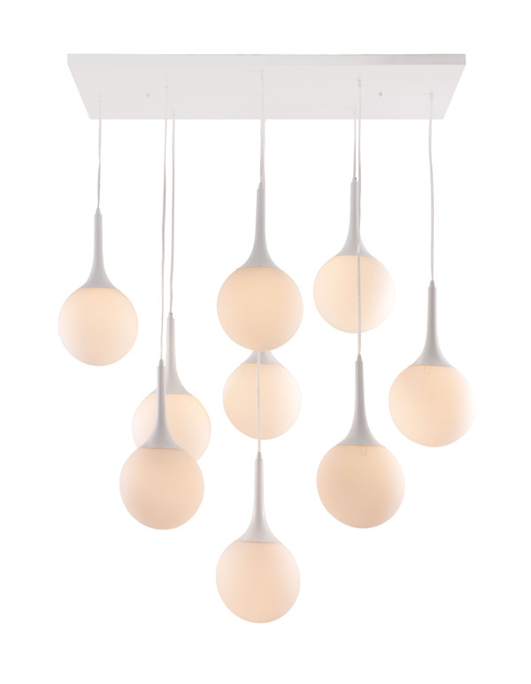White Shaded Nine Light Metal Dimmable Ceiling Light N270-391874