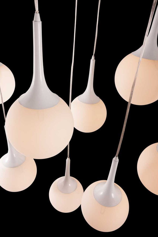 White Shaded Nine Light Metal Dimmable Ceiling Light N270-391874
