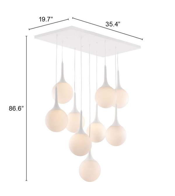 White Shaded Nine Light Metal Dimmable Ceiling Light N270-391874