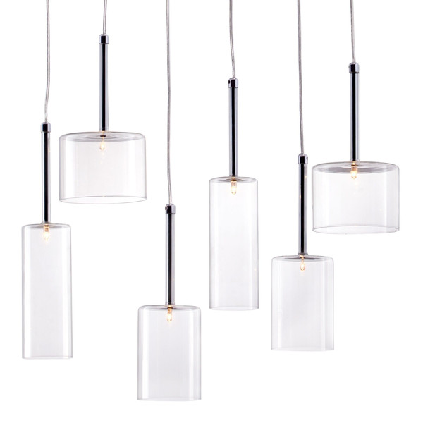 Silver Kitchen Island Six Light Metal LED Ceiling Light With Shades N270-391881