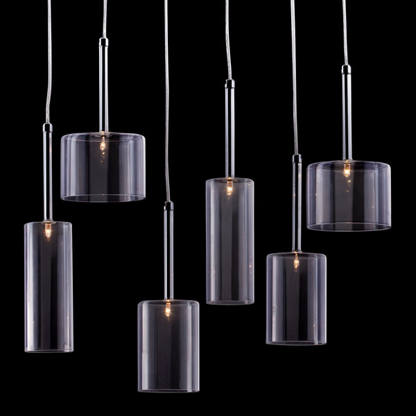 Silver Kitchen Island Six Light Metal LED Ceiling Light With Shades N270-391881