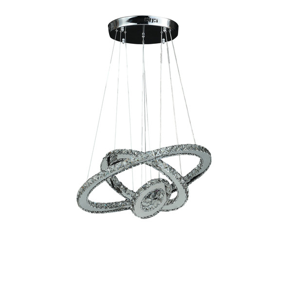 Silver Metal and Crystals LED Dimmable Chandelier N270-482685