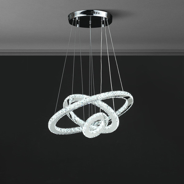 Silver Metal and Crystals LED Dimmable Chandelier N270-482685